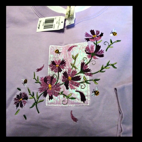 Design Originals Layered Look Lavender Sweatshirt - Picture 2 of 6